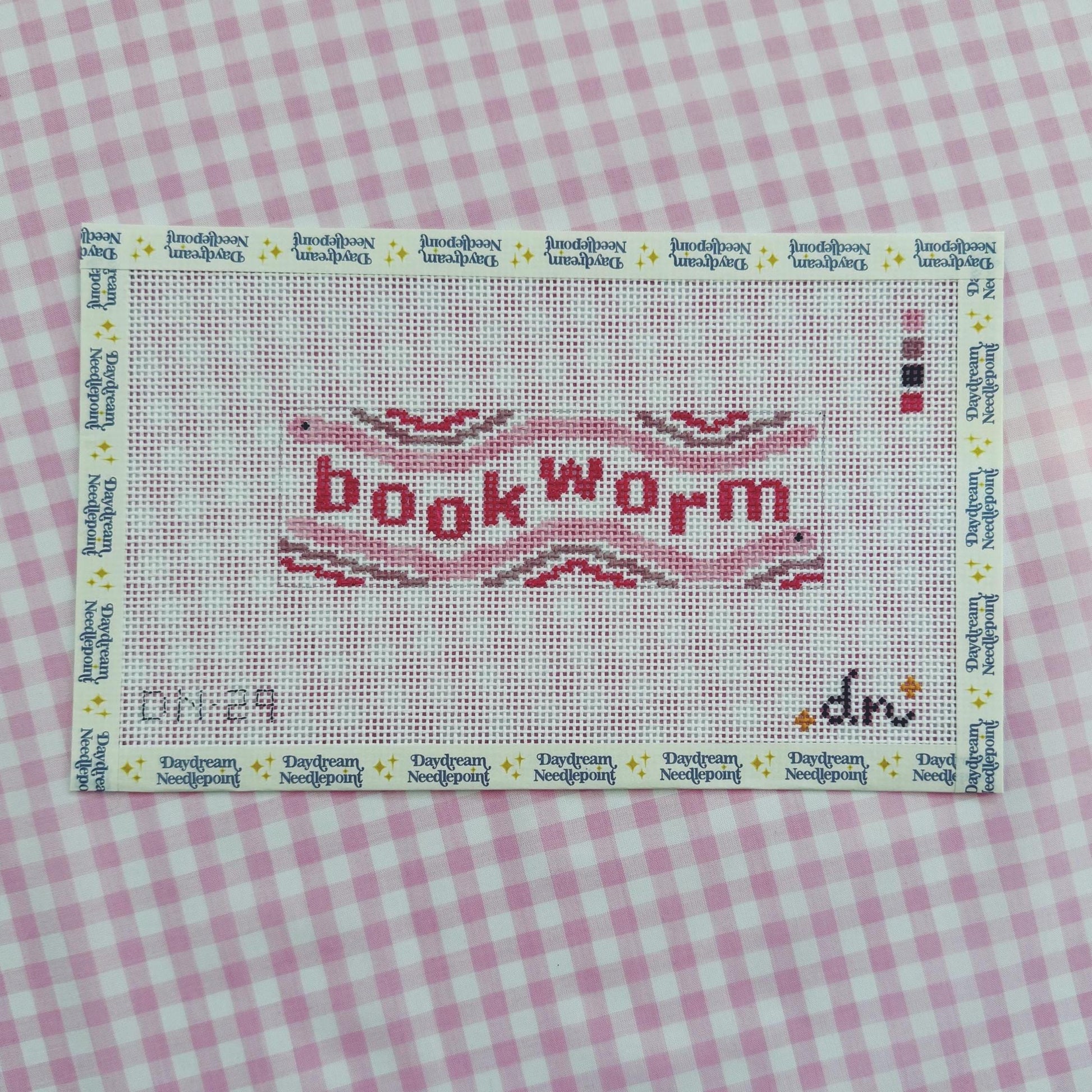 Needlepoint Bookmark: Bookworm, 13 mesh