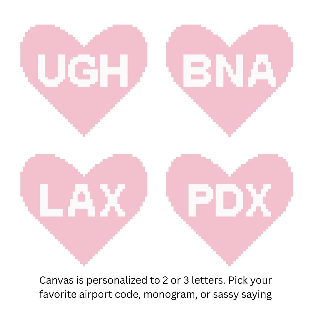 Personalized Needlepoint Kit Beginner, Heart, Custom Canvas Kit, Modern Needlepoint Starter Kit, Craft Gift, 13 Mesh