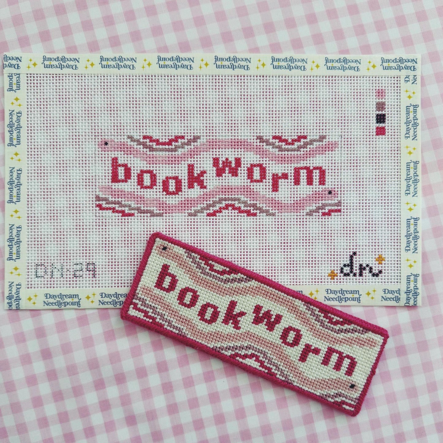 Needlepoint Bookmark: Bookworm, 13 mesh