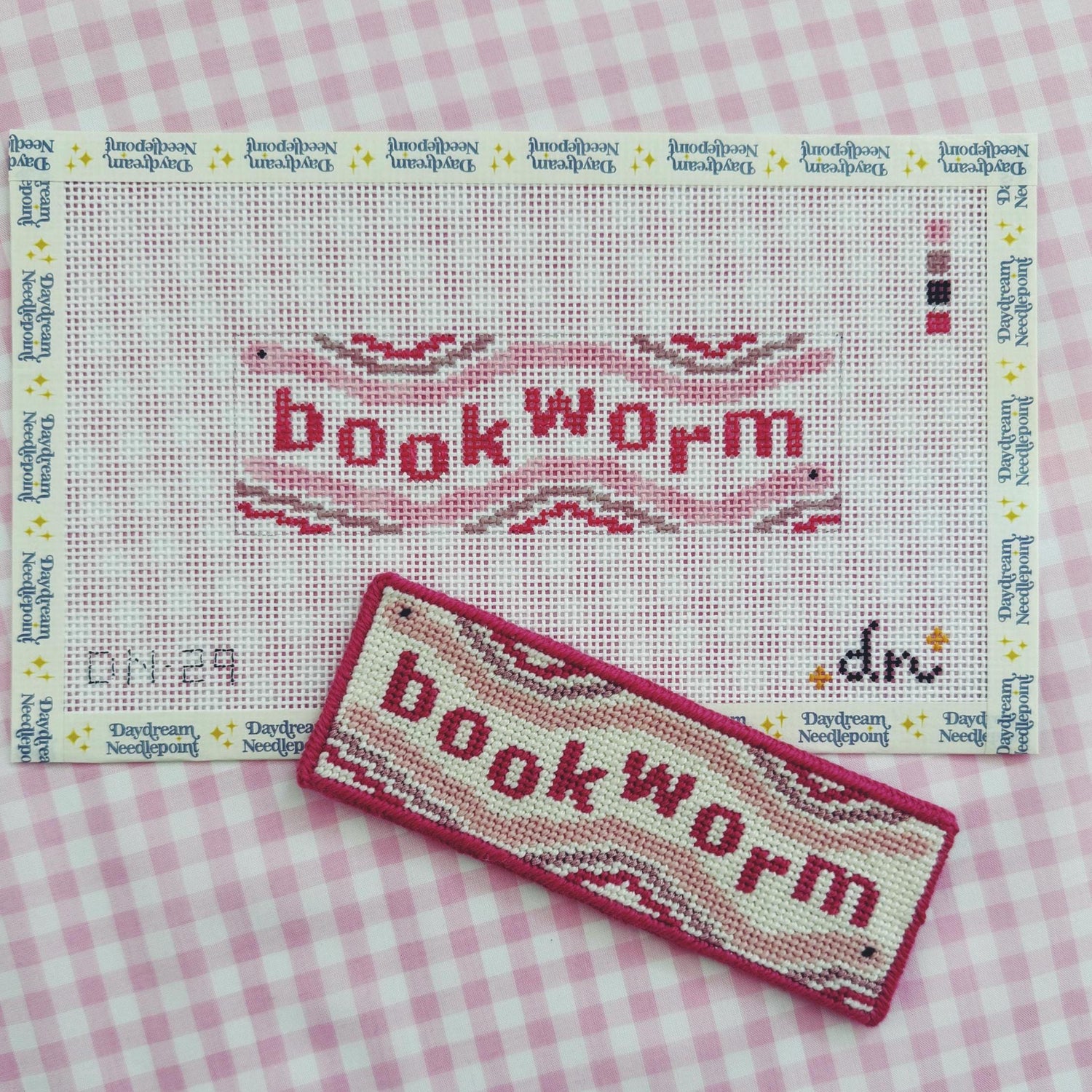 Needlepoint Bookmark: Bookworm, 13 mesh