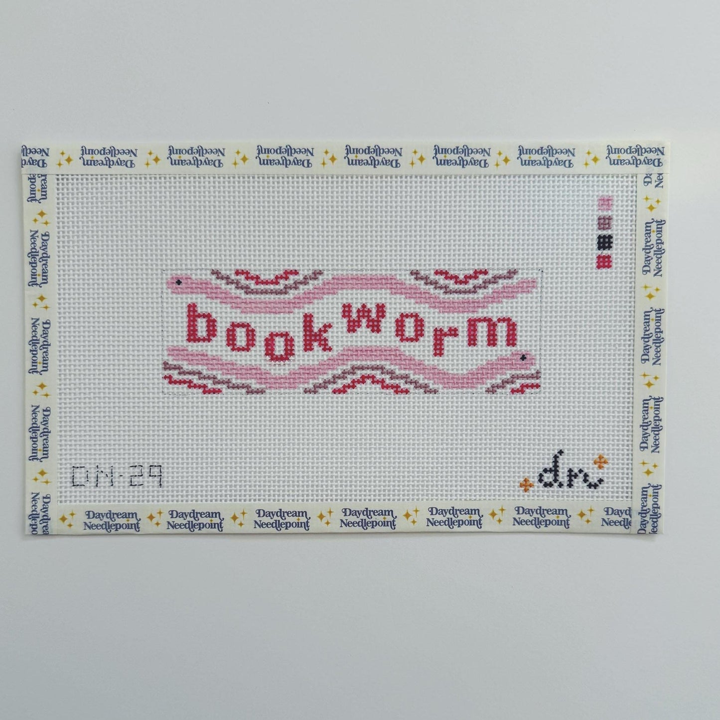 Needlepoint Bookmark: Bookworm, 13 mesh