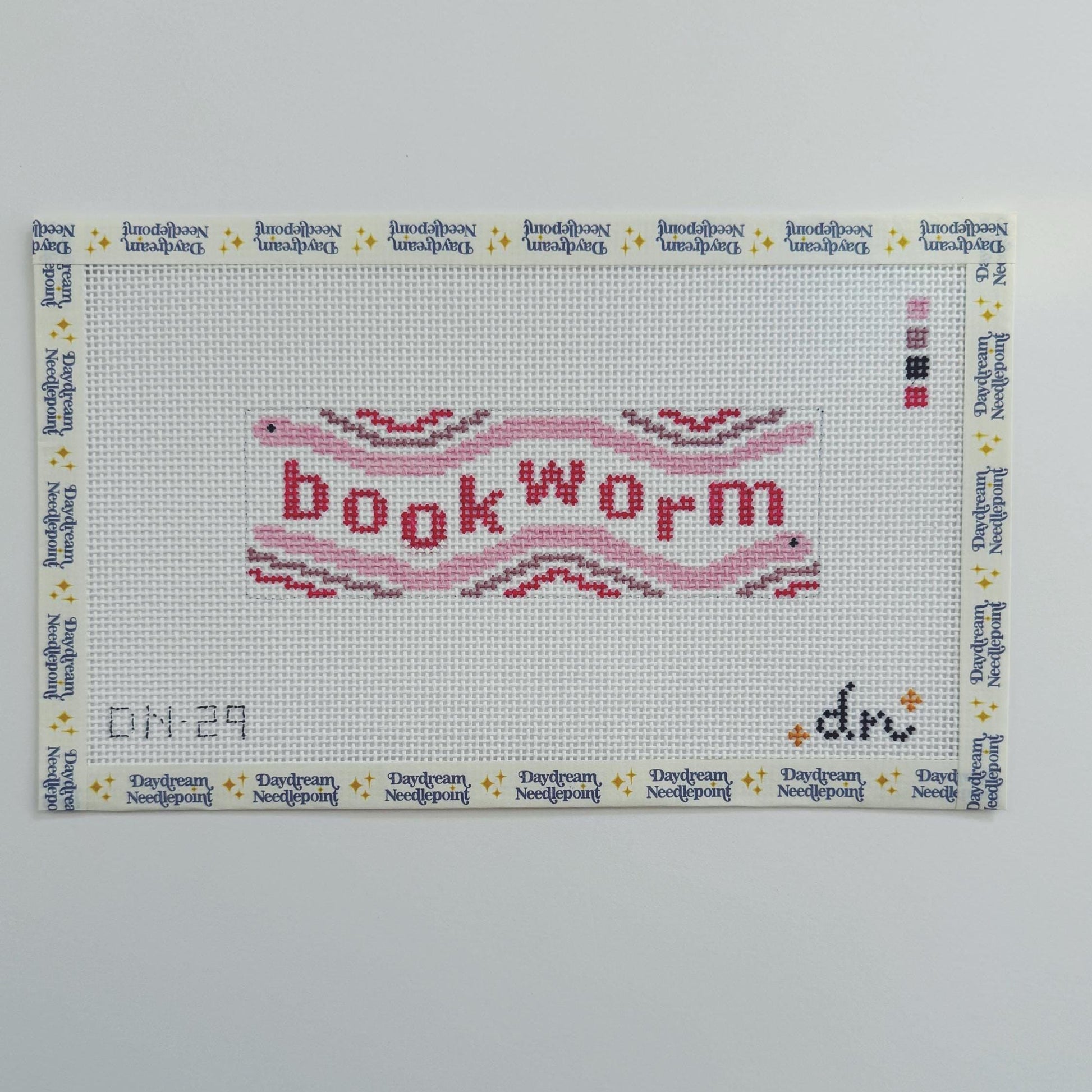 Needlepoint Bookmark: Bookworm, 13 mesh
