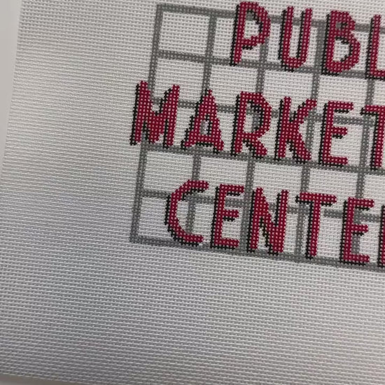 Pike Place Market Needlepoint, Seattle Needlepoint, 18 Mesh