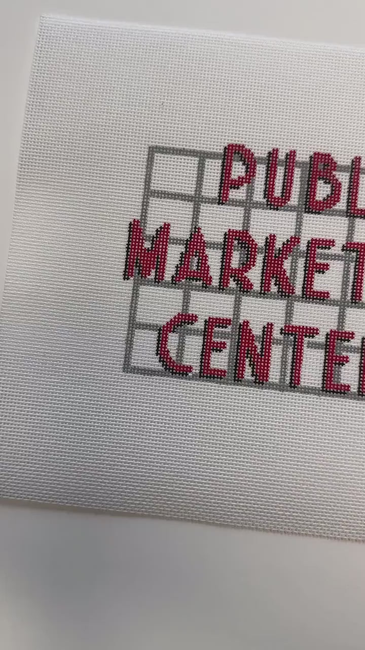 Pike Place Market Needlepoint, Seattle Needlepoint, 18 Mesh